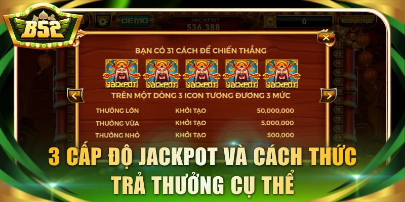3 cấp độ jackpot và cách thức trả thưởng cụ thể