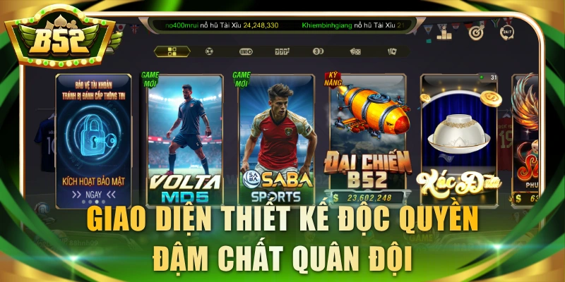 Giao diện thiết kế độc quyền đậm chất quân đội