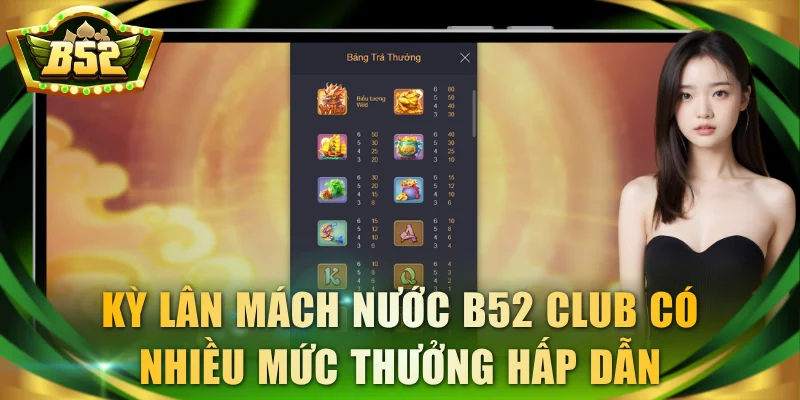 Kỳ Lân Mách Nước B52 Club có nhiều mức thưởng hấp dẫn