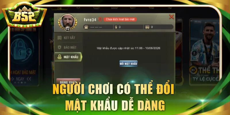 Người chơi có thể đổi mật khẩu dễ dàng